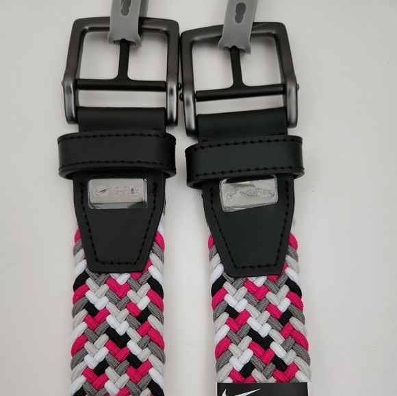 Nike G Flex Large Woven Stretch Golf Belt Black Gray Pink Multi Weave Men's - Picture 7 of 8